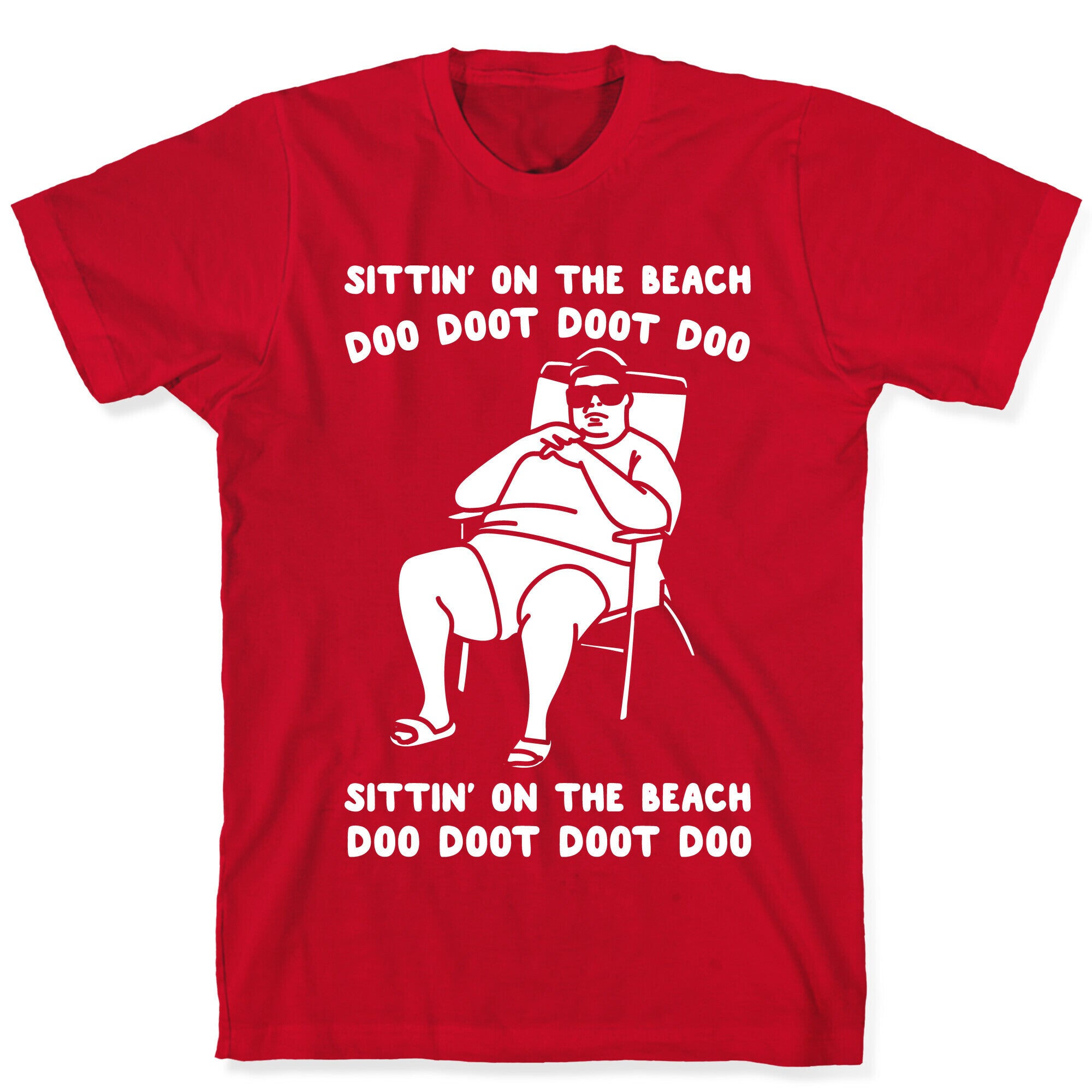 Sittin' On The Beach Chris Christie Parody White Print T-Shirt